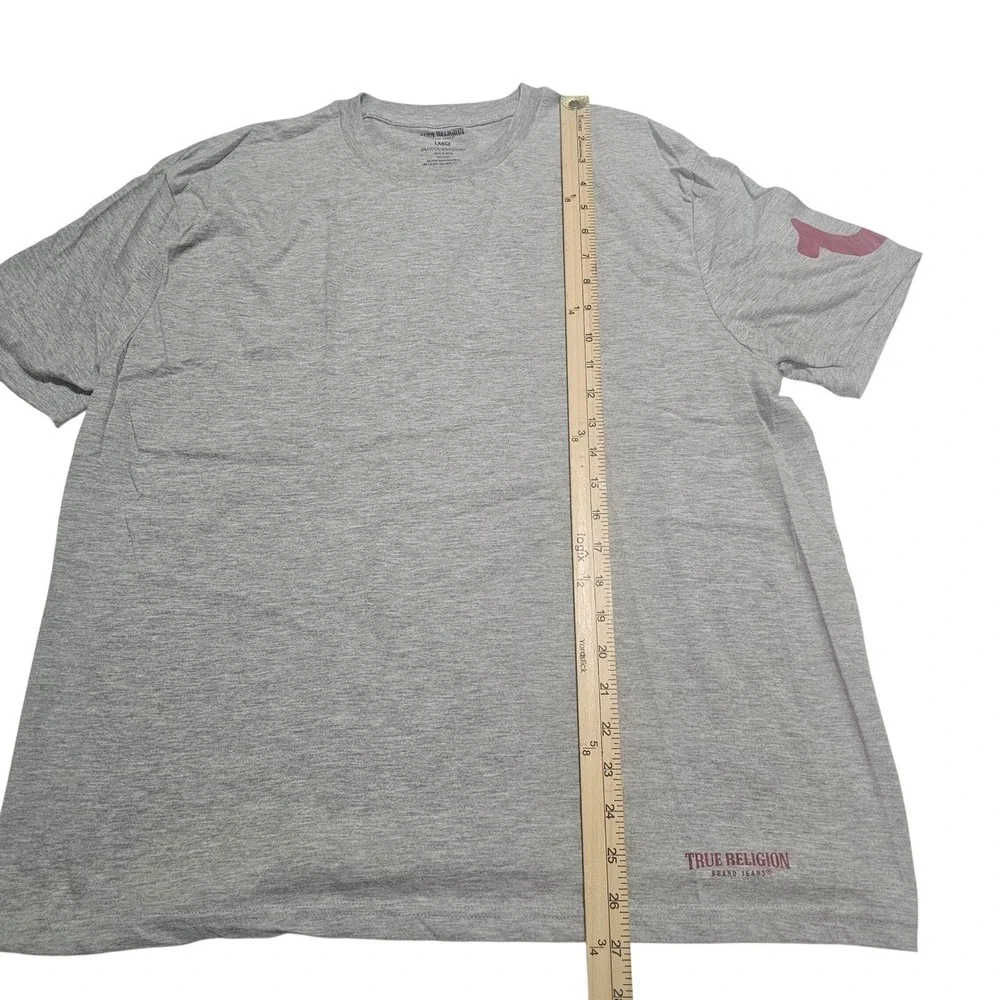 True Religion Gray T-Shirt with Red Logo‎ Casual Streetwear Men's Large New